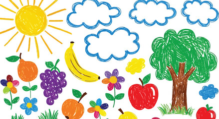 Spring and Easter Colorful Vector Illustration Set. Collection of flowers, birds, cute animals, eggs, nature items, and more.