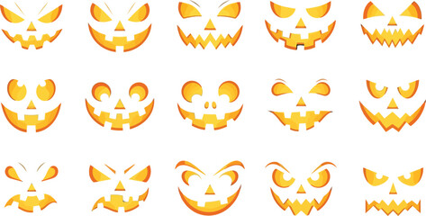 halloween pumpkin jack o lantern face set