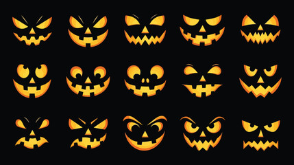 halloween pumpkin jack o lantern face set