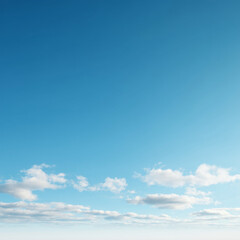 Obraz premium Azure Expanse: A serene expanse of vibrant blue sky, adorned with delicate wisps of clouds, conveying a sense of freedom and boundless potential.