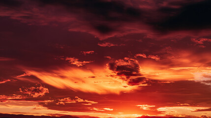 Fototapeta premium Crimson Canvas: A fiery sunset ablaze with a vibrant array of oranges, reds, and subtle cloud formations, it paints a breathtaking spectacle of nature's beauty and power.