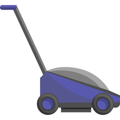 Purple and Gray Lawn Mower Illustration With Transparent Background and Simple Design