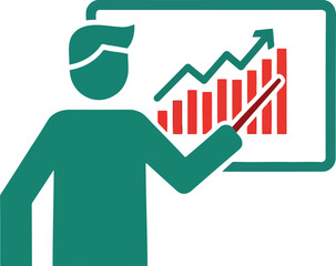 Vector art of person presenting business growth chart