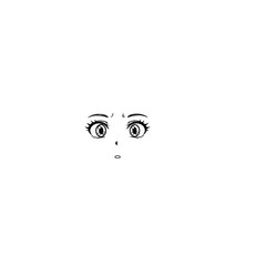 Minimalist line art of a surprised anime girls face.