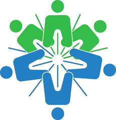 Vector art of teamwork concept with people holding hands