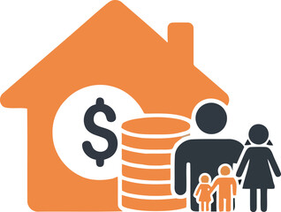 Vector art of family saving money for house, financial planning