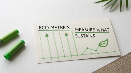 Eco Metrics Concept Graphic for Sustainability Measurement in Business Analysis with Green Elements and Chart Visualization