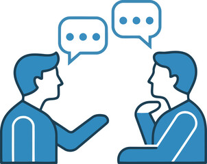 Vector art of two people are talking to each other