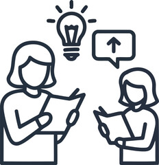 Vector art of two people with a light bulb