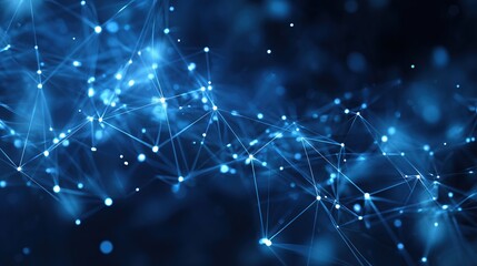 Obraz premium Abstract Tech Blue Light Dots and Particle Dynamic Matrix with Twisted Curves and Dot Array Stack for Sci-Fi Data Visualization, Digital Background and UI Design. 