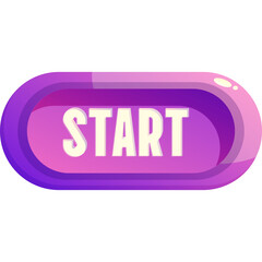 Purple Oval Shaped Start Button With Gradient Lighting And White Text On A Transparent Background For Video Games And Apps
