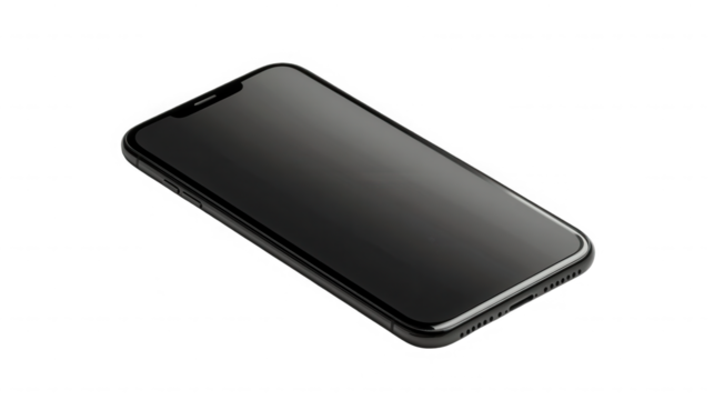 Modern smartphone with a sleek design displayed against a minimalist on transparent background - Powered by Adobe