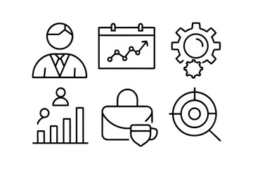 Business Icons With Person Calendar Gear Briefcase And Target finance symbol
