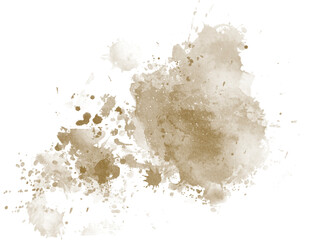 Abstract Brown Watercolor Texture Ink Splatter Clipart on Trasnparent Background