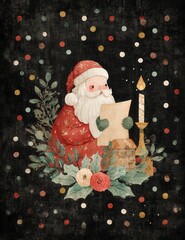 Whimsical vintage Christmas illustrations collection with cute snowmen, Santa Claus, reindeer, penguins, gingerbread characters, nutcrackers, festive elves, snow globes, winter wonderland scenes, cozy