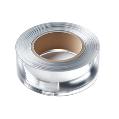 Roll Of Metallic Silver Tape With Cardboard Core Transparent Background Material