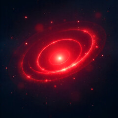 Obraz premium The bright red light was spiral-shaped and centered in the dark sky with twinkling lights all around