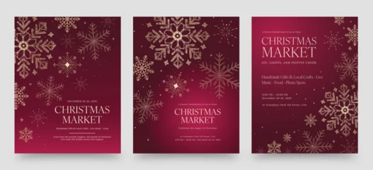 Fotobehang Beren Elegant Christmas Flyer Invitation Template in Luxury Red & Gold for Luxe Invites & Greetings Cards  © BrandPacks