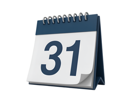 Monthly Planner: Close-up of a desk calendar, displaying the final day of the month.  Illustrating time, planning, and anticipation. 