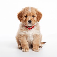 golden retriever puppy on white background
