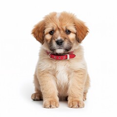 golden retriever puppy on white background