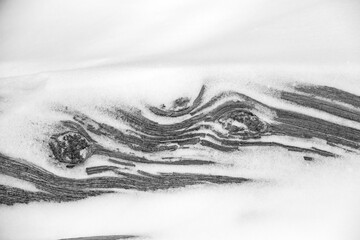 Snow on Weathered Log