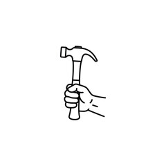 Hand holding a claw hammer tool for construction and diy projects
