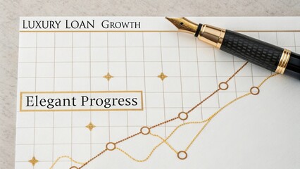 Elegant Progress of Luxury Loans with a Stylish Pen on a Growth Chart for Financial Success and Strategic Planning