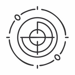 Target icon with circular lines, symbolizing precision, focus, success, and goal achievement.