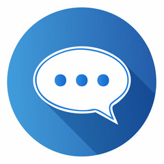 Modern flat vector chat bubble in blue circle icon.