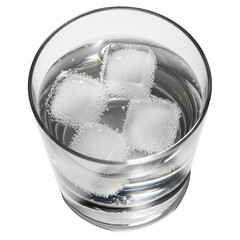 Glass of water with ice cubes isolated on transparent background