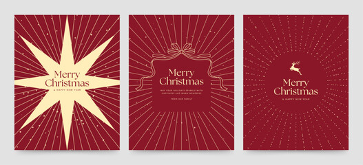 Plakat Christmas Flyer Invitation Template in Luxury Red & Gold for Luxe Holiday Invites & Greetings Cards