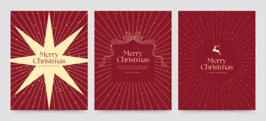 Fototapete Wohnzimmer Christmas Flyer Invitation Template in Luxury Red & Gold for Luxe Holiday Invites & Greetings Cards  © BrandPacks