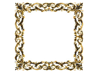 Ornate golden baroque decorative border image, Isolated, Png Transparent Background