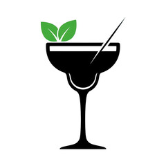 Black silhouette of a margarita isolated on transparent background