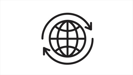 Global synchronization icon with network and connection elements representing data transfer and digital connectivity