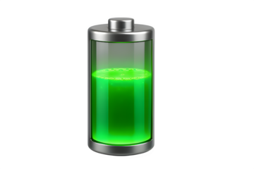 3D Battery Icon Charging Animation — Realistic Energy and Technology Concept on Transparent Background