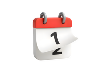 3D Flipping Calendar Icon — Transparent PNG for Scheduling & Time Management