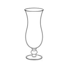 Elegant hurricane glass outline. Minimalist vector illustration of an empty cocktail or dessert glass, perfect for menus, recipes, or design templates.