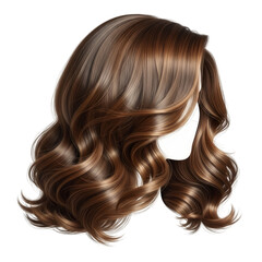 Fototapeta premium Wavy Brown Hair with Highlights isolated on a transparent background