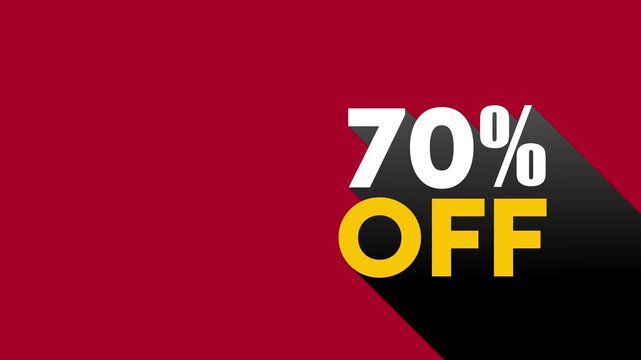 70 percent off sale discount, 70% off, Discount Text Animation for Shopping and Promotion