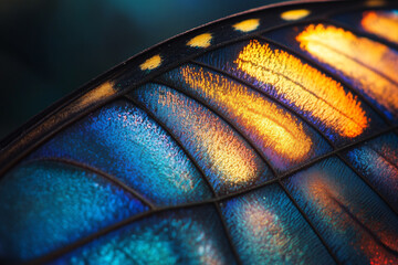 A butterfly wing iridescent colors shifting in different lights