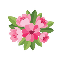 Pink Flower Bouquet with Green Leaves isolated on a transparent background