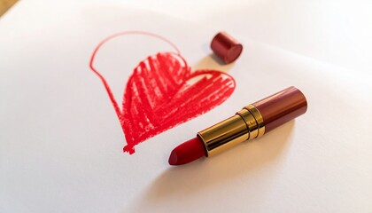 口紅で描いたハートマークの写真