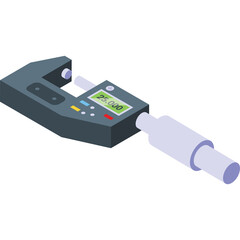 Obraz premium Digital Caliper Tool With Transparent Background And Green Display Showing Measurement 25.000 In Metallic Gray And Silver On White