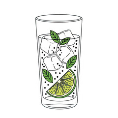 Refreshing gin and tonic with lime and mint isolated on transparent background