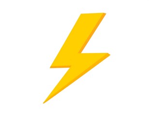 A vibrant, 3D lightning bolt against a pure white backdrop