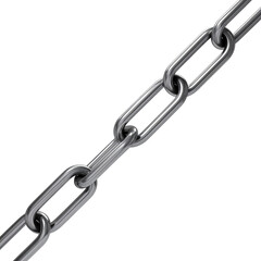 Obraz premium Metal chain segment, shiny, linked, on a black background