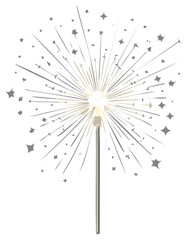 Obraz premium Sparkler bursts and twinkles with stars against plain field backdrop, creating simple illustration