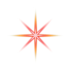 Red and Orange Eight-Pointed Star Lens Flare on White Background